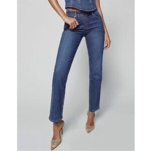 NWT Reformation Julianna Zip Straight Leg Mid-Rise Jeans Medium Wash Denim 28